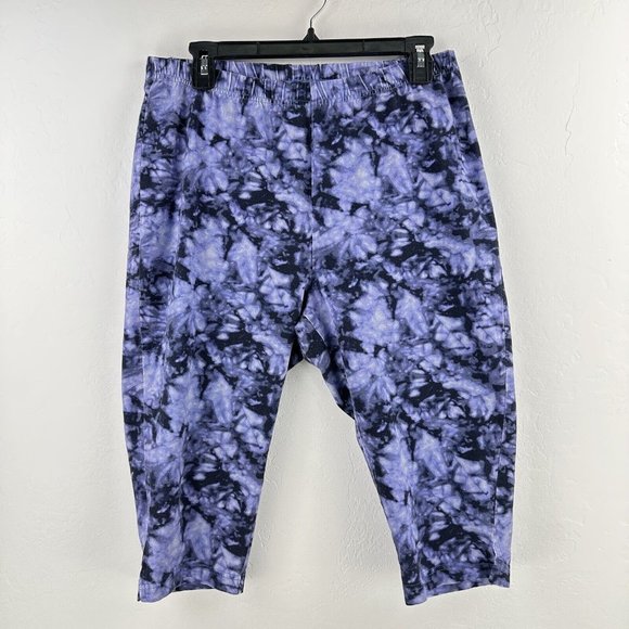Woman Within Women's Stretch Cotton Bike Short 18/20 Petite L Purple Tie Dye - Picture 1 of 6